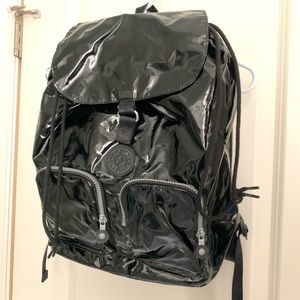 KIPLING black vinyl backpack style bag. NWOT